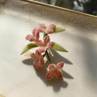 Handmade Ronghua Hydrangea Hairpin | Pink Mulberry Silk Velvet Flower Headwear