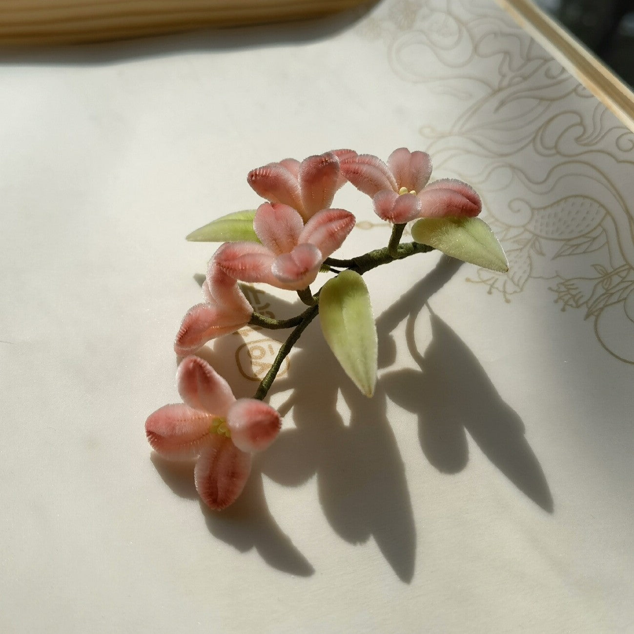 Handmade Ronghua Hydrangea Hairpin | Pink Mulberry Silk Velvet Flower Headwear