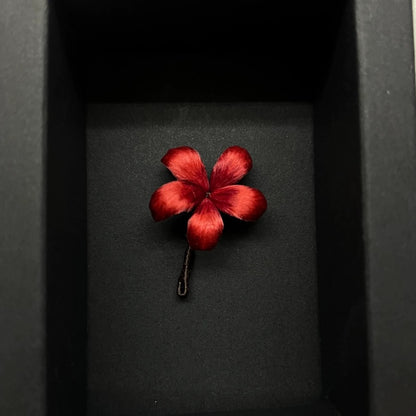 Handmade Ronghua Red Mandala Flower Brooch | 2.5cm Mulberry Silk Velvet Datura Pin