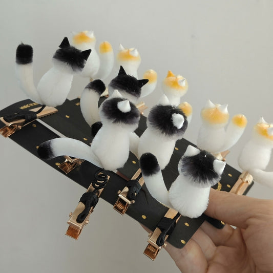 Handmade Ronghua Cat Hair Clips | Cute Colorful Mulberry Silk Velvet Kitten Clips