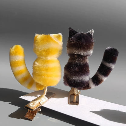 Handmade Ronghua Cat Hair Clips | Cute Colorful Mulberry Silk Velvet Kitten Clips