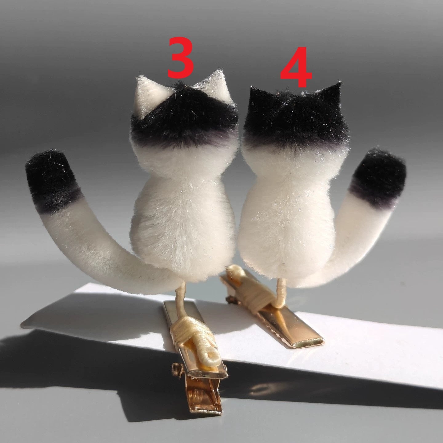 Handmade Ronghua Cat Hair Clips | Cute Colorful Mulberry Silk Velvet Kitten Clips