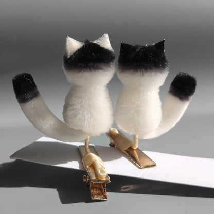 Handmade Ronghua Cat Hair Clips | Cute Colorful Mulberry Silk Velvet Kitten Clips