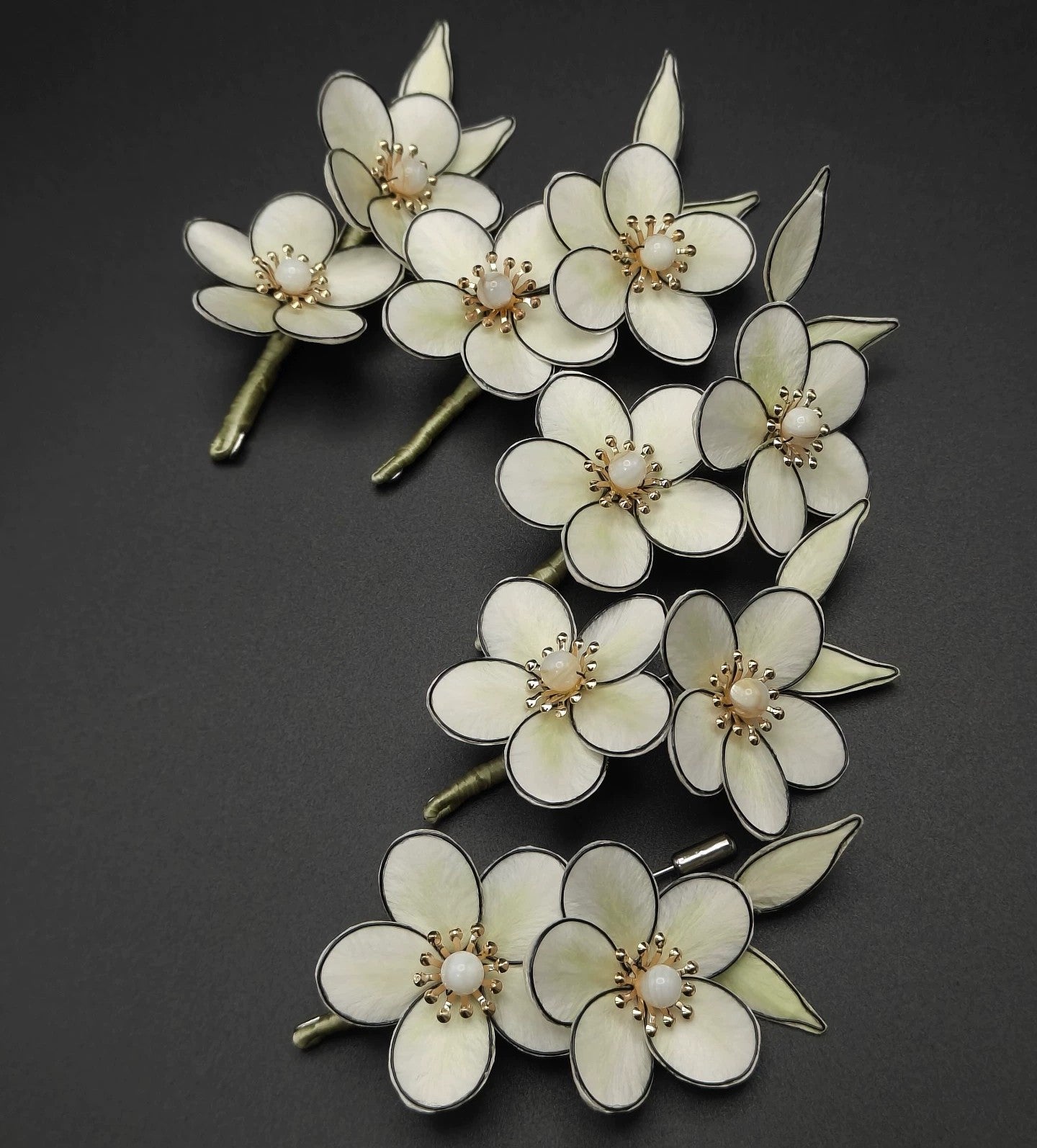 Handmade Ronghua White Anime Flower Brooch | Ivory Mulberry Silk Velvet Blossom Pin