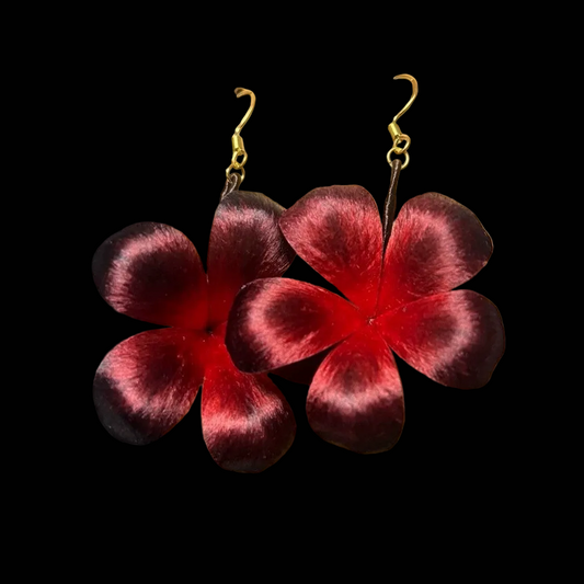 Handmade Ronghua Red-Black Datura Earrings | Mulberry Silk Velvet Mandala Flower Drop Earrings