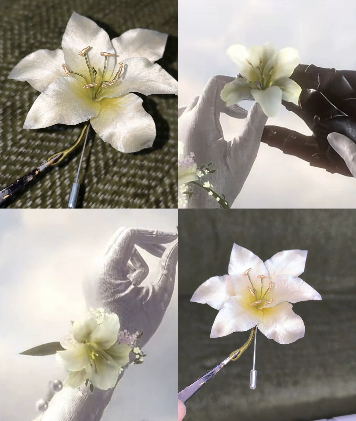 Handmade Ronghua Sylus Eclipse King Flower Brooch | Love and Deepspace Dark King Lily Lapel Pin