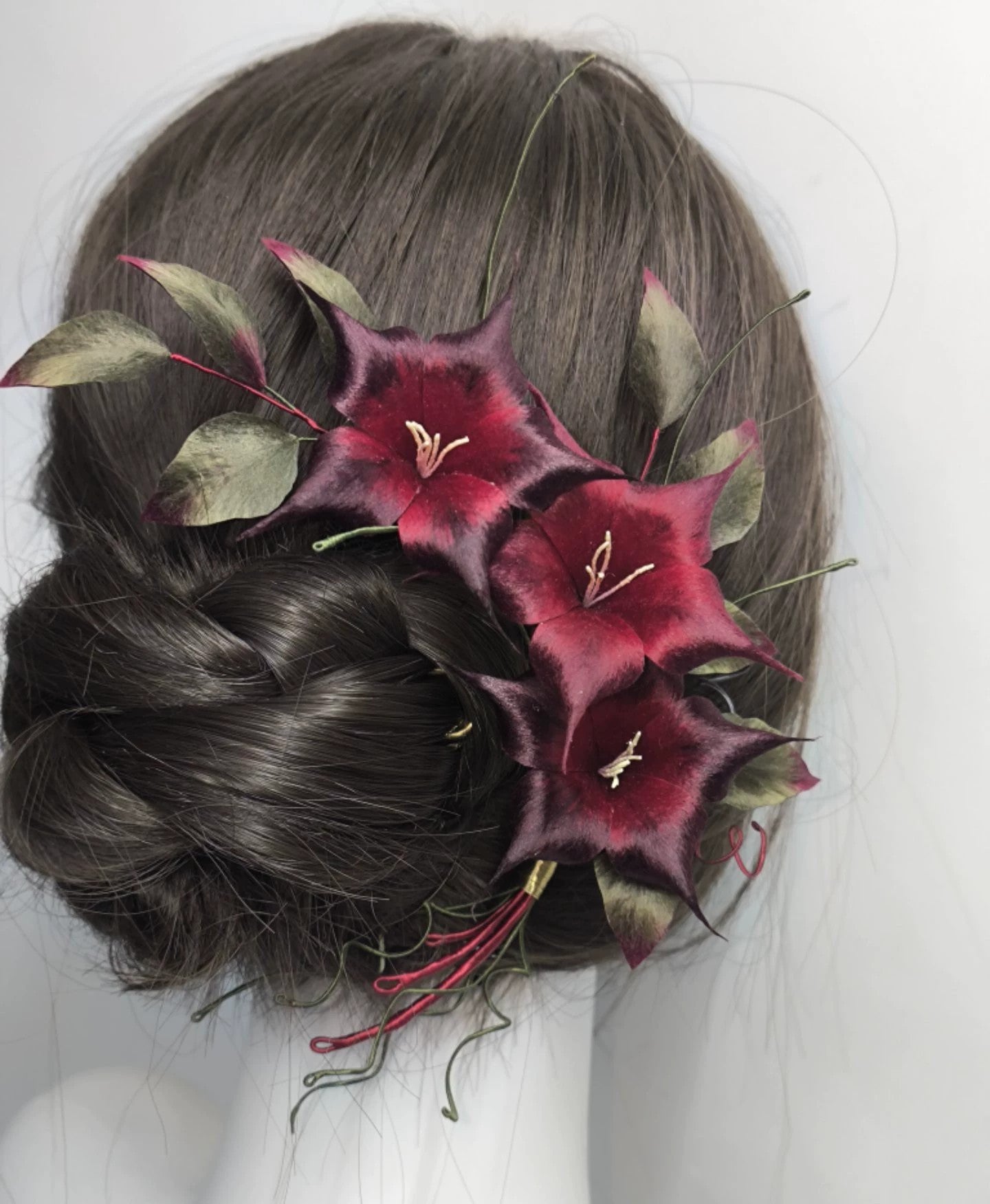 Handmade Ronghua Sylus Datura Hairpin | Love and Deepspace Dark Red Mandala Flower Hairpin