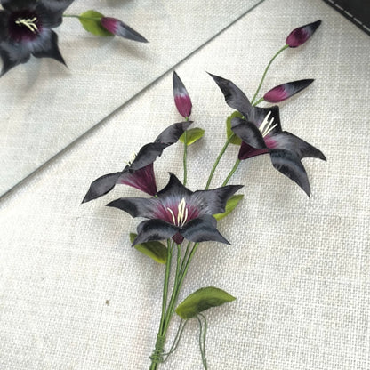 Handmade Ronghua Black-Red Datura Flower Bouquet | Mulberry Silk Velvet Triple Mandala Flower Cluster