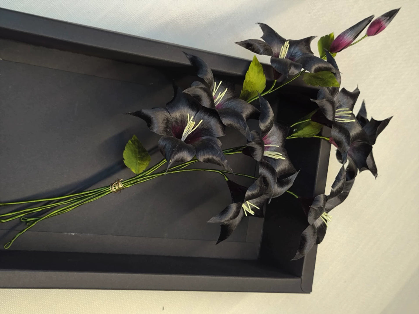 Handmade Ronghua Black-Red Datura Flower Bouquet | Mulberry Silk Velvet Triple Mandala Flower Cluster