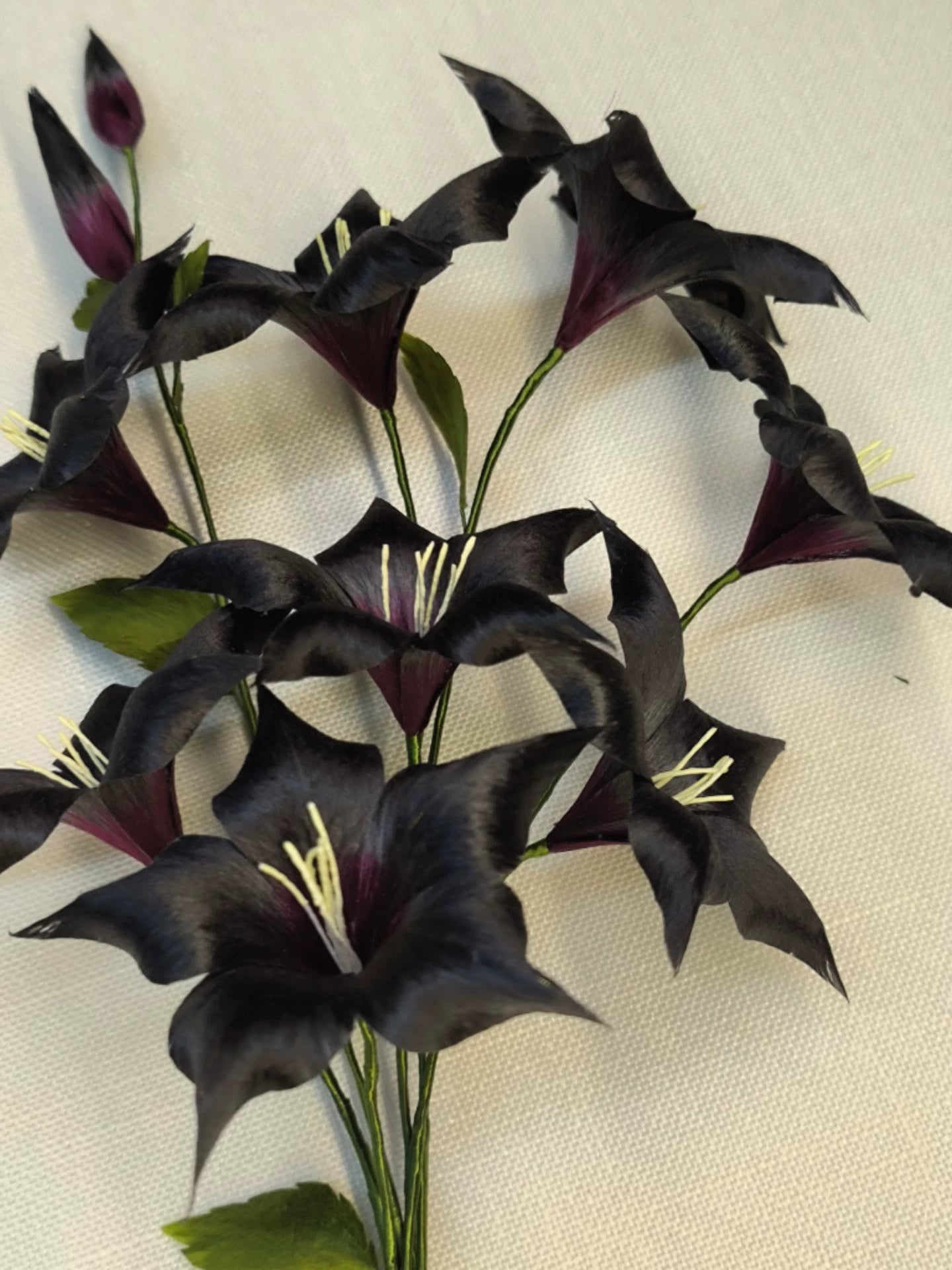 Handmade Ronghua Black-Red Datura Flower Bouquet | Mulberry Silk Velvet Triple Mandala Flower Cluster