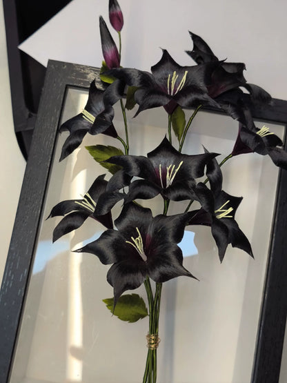 Handmade Ronghua Black-Red Datura Flower Bouquet | Mulberry Silk Velvet Triple Mandala Flower Cluster