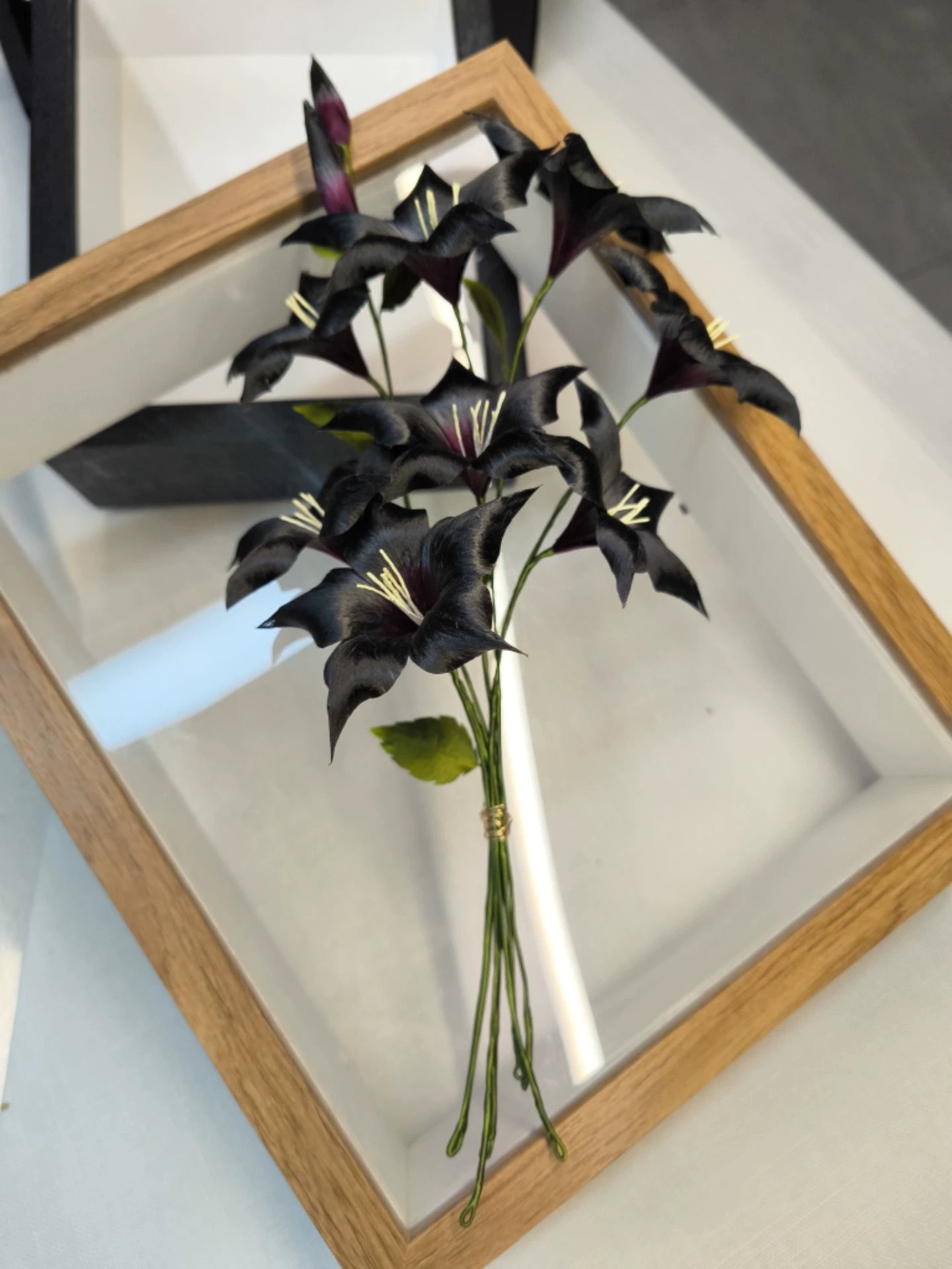 Handmade Ronghua Black-Red Datura Flower Bouquet | Mulberry Silk Velvet Triple Mandala Flower Cluster