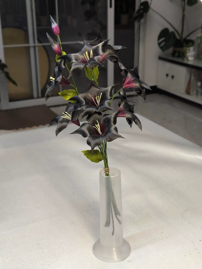 Handmade Ronghua Black-Red Datura Flower Bouquet | Mulberry Silk Velvet Triple Mandala Flower Cluster