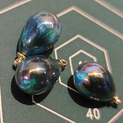 5 Pieces HB010  Iridescent Galaxy Teardrop Charms – High-Quality ABS Pendants for DIY Jewelry, Ronghua & Chanhua Crafts