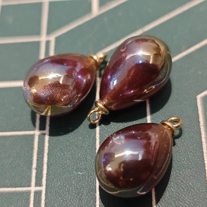 5 Pieces HB010  Iridescent Galaxy Teardrop Charms – High-Quality ABS Pendants for DIY Jewelry, Ronghua & Chanhua Crafts