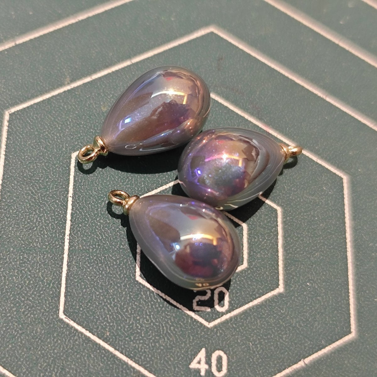 5 Pieces HB010  Iridescent Galaxy Teardrop Charms – High-Quality ABS Pendants for DIY Jewelry, Ronghua & Chanhua Crafts