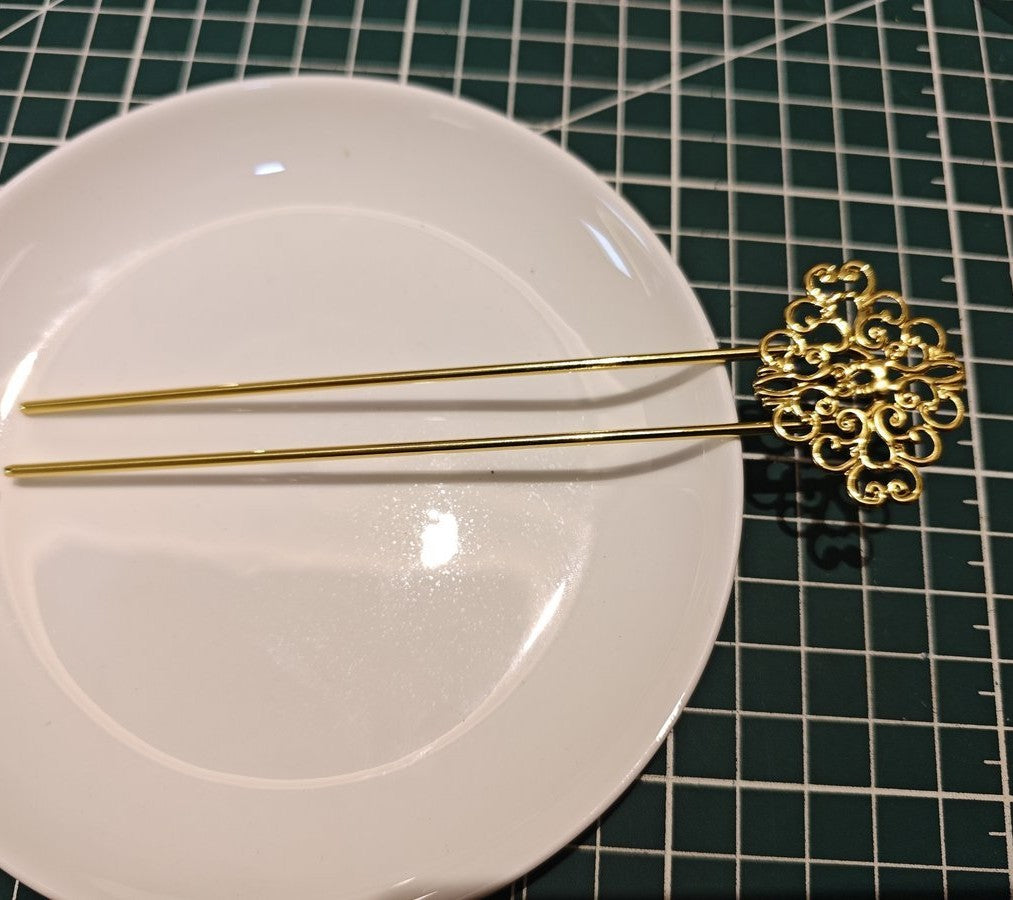 Copper Hair Stick Set – Floral Filigree, 140mm(祥云款)