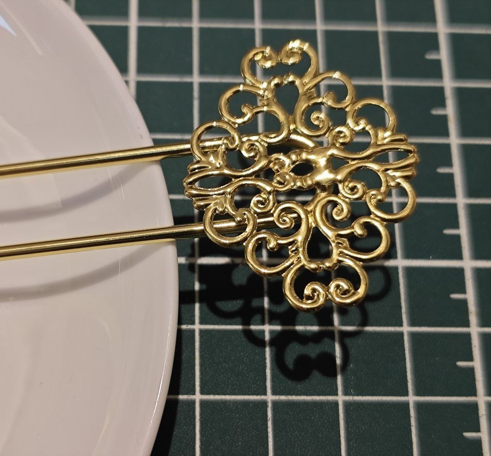 Copper Hair Stick Set – Floral Filigree, 140mm(祥云款)