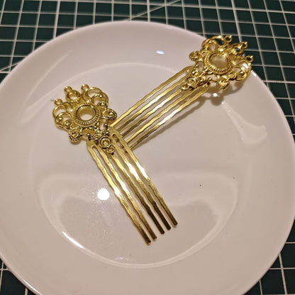 Copper 5-Prong Hair Comb – Ornate Filigree Design, 75mm