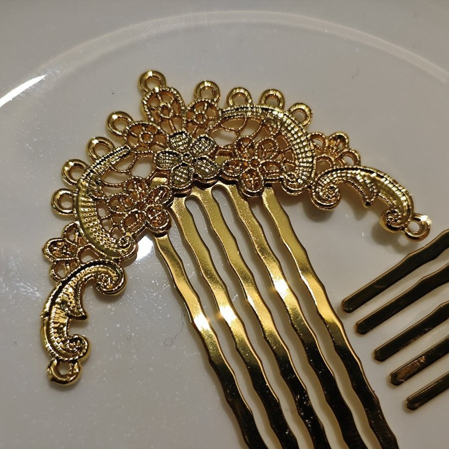 Copper 5-Prong Plum Blossom Hair Comb – 60×45mm