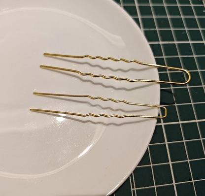 5 Pieces U-Shape Wavy Copper Hair Pin Set – 75mm