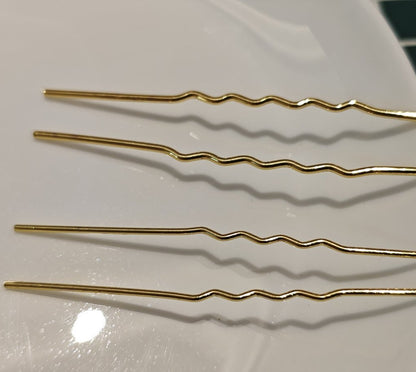 5 Pieces U-Shape Wavy Copper Hair Pin Set – 75mm