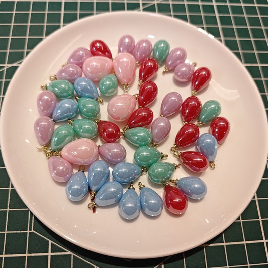 5 Pieces HB009(B) Creamy Pink Teardrop Charms – Small ABS Pendants for DIY Jewelry, Ronghua & Chanhua