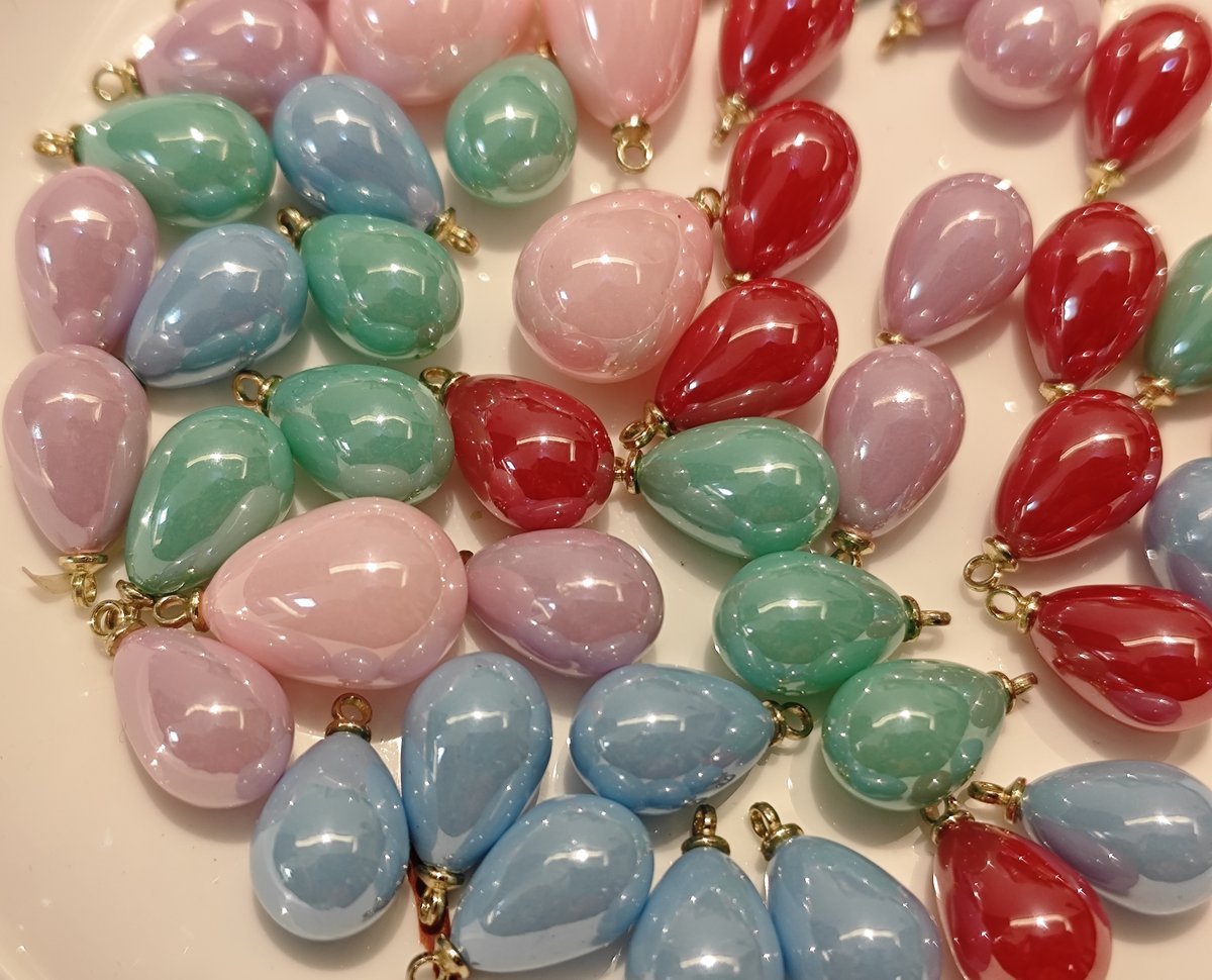 5 Pieces HB009(B) Creamy Pink Teardrop Charms – Small ABS Pendants for DIY Jewelry, Ronghua & Chanhua