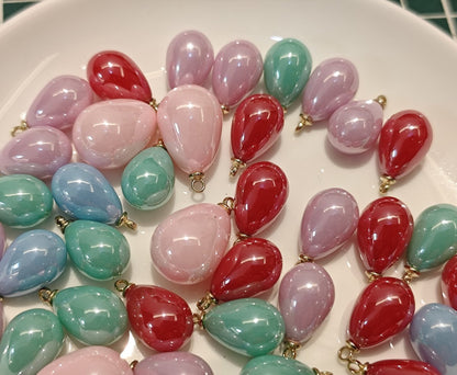 5 Pieces HB009(B) Creamy Pink Teardrop Charms – Small ABS Pendants for DIY Jewelry, Ronghua & Chanhua