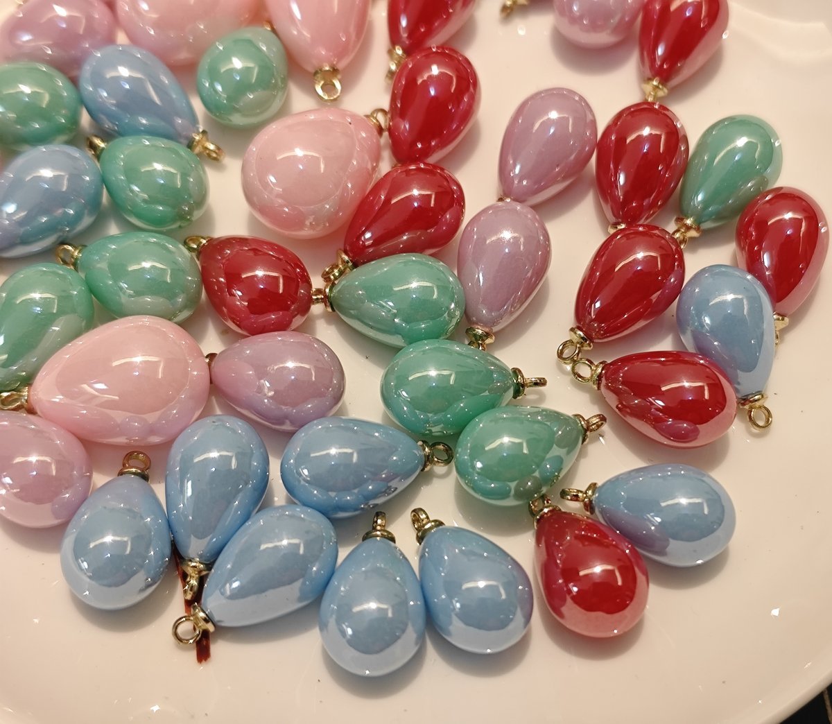 5 Pieces HB009(B) Creamy Pink Teardrop Charms – Small ABS Pendants for DIY Jewelry, Ronghua & Chanhua