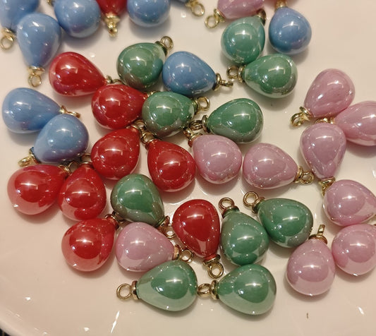 10 Pieces HB008(A) Creamy Pink Teardrop Charms – Small ABS Pendants for DIY Jewelry, Ronghua & Chanhua