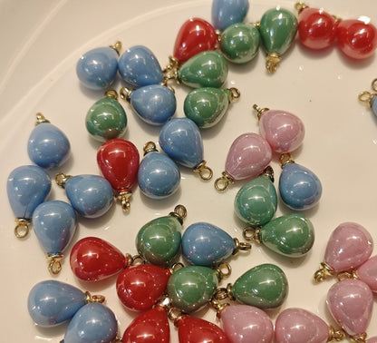 10 Pieces HB008(A) Creamy Pink Teardrop Charms – Small ABS Pendants for DIY Jewelry, Ronghua & Chanhua