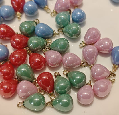 10 Pieces HB008(A) Creamy Pink Teardrop Charms – Small ABS Pendants for DIY Jewelry, Ronghua & Chanhua