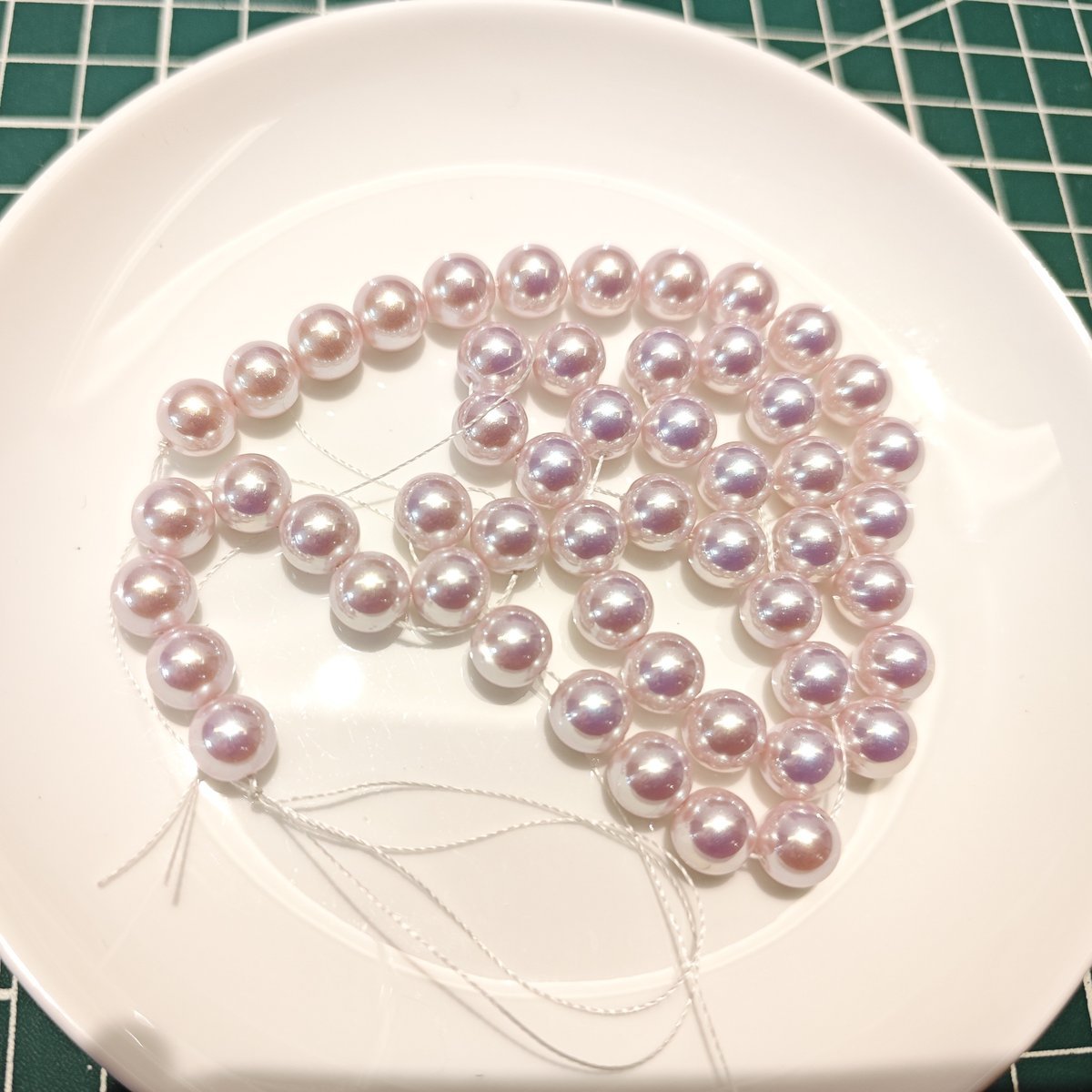 Pink iridescent pearl beads strand 40cm craft supplies jewelry making