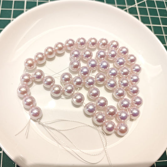 Pink iridescent pearl beads strand 40cm craft supplies jewelry making