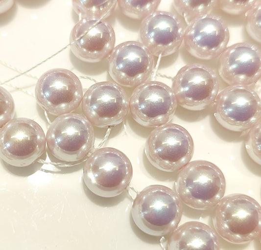 Close-up shimmering pink pearl beads 6mm 8mm 10mm electroplated crystal for DIY bracelets necklaces