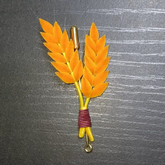 Handmade Ronghua Wheat Ear Brooch - Natural Mulberry Silk Brooch