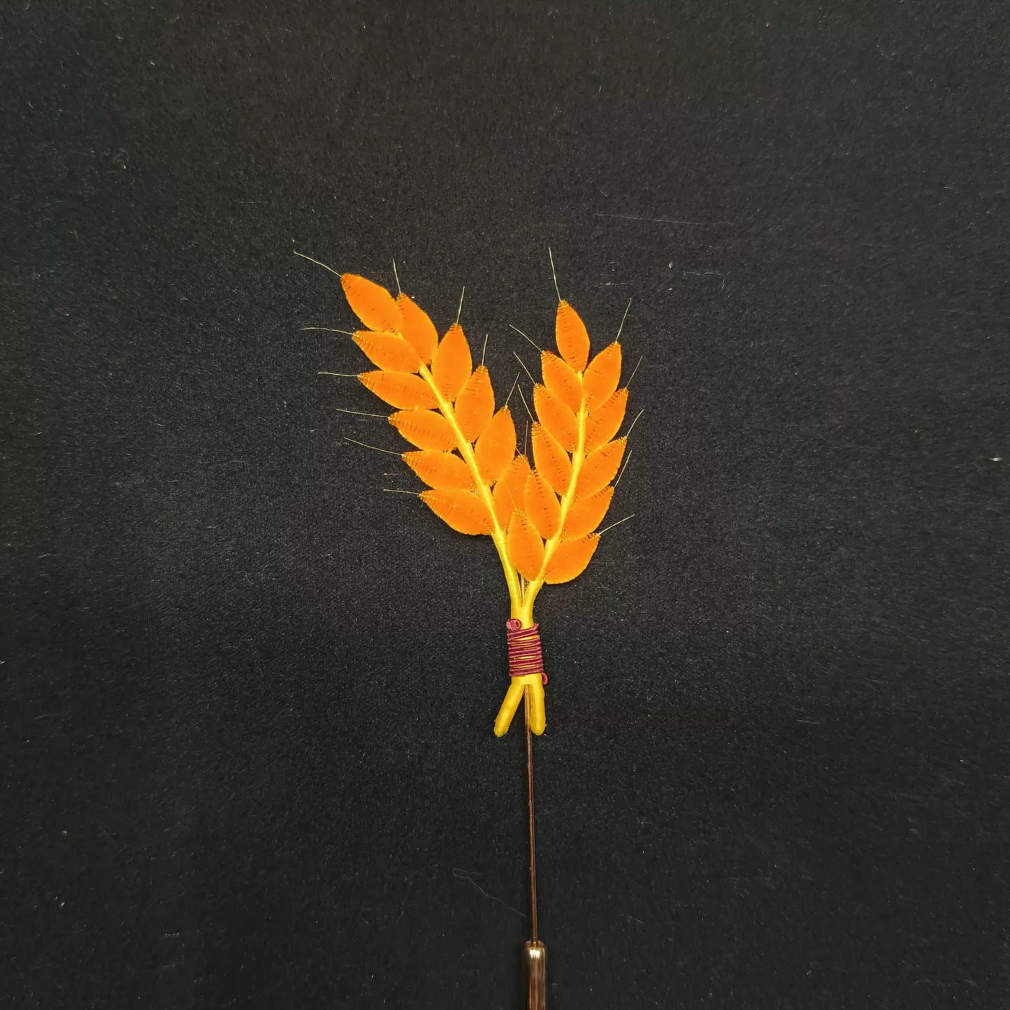 Handmade Ronghua Wheat Ear Brooch - Natural Mulberry Silk Brooch