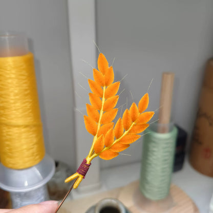 Handmade Ronghua Wheat Ear Brooch - Natural Mulberry Silk Brooch