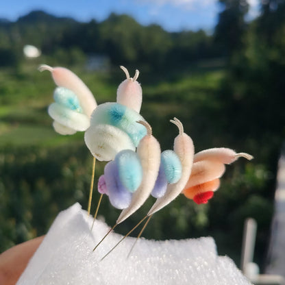 Handmade Small Ronghua Snail Ornament - Natural Mulberry Silk, 7 Colors