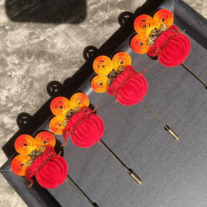 Handmade Ronghua Money Bag Brooch - Natural Mulberry Silk Velvet Pin