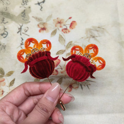 Handmade Ronghua Money Bag Brooch - Natural Mulberry Silk Velvet Pin