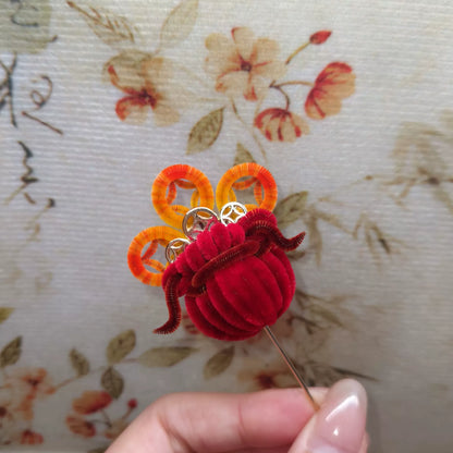 Handmade Ronghua Money Bag Brooch - Natural Mulberry Silk Velvet Pin