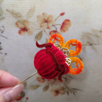 Handmade Ronghua Money Bag Brooch - Natural Mulberry Silk Velvet Pin