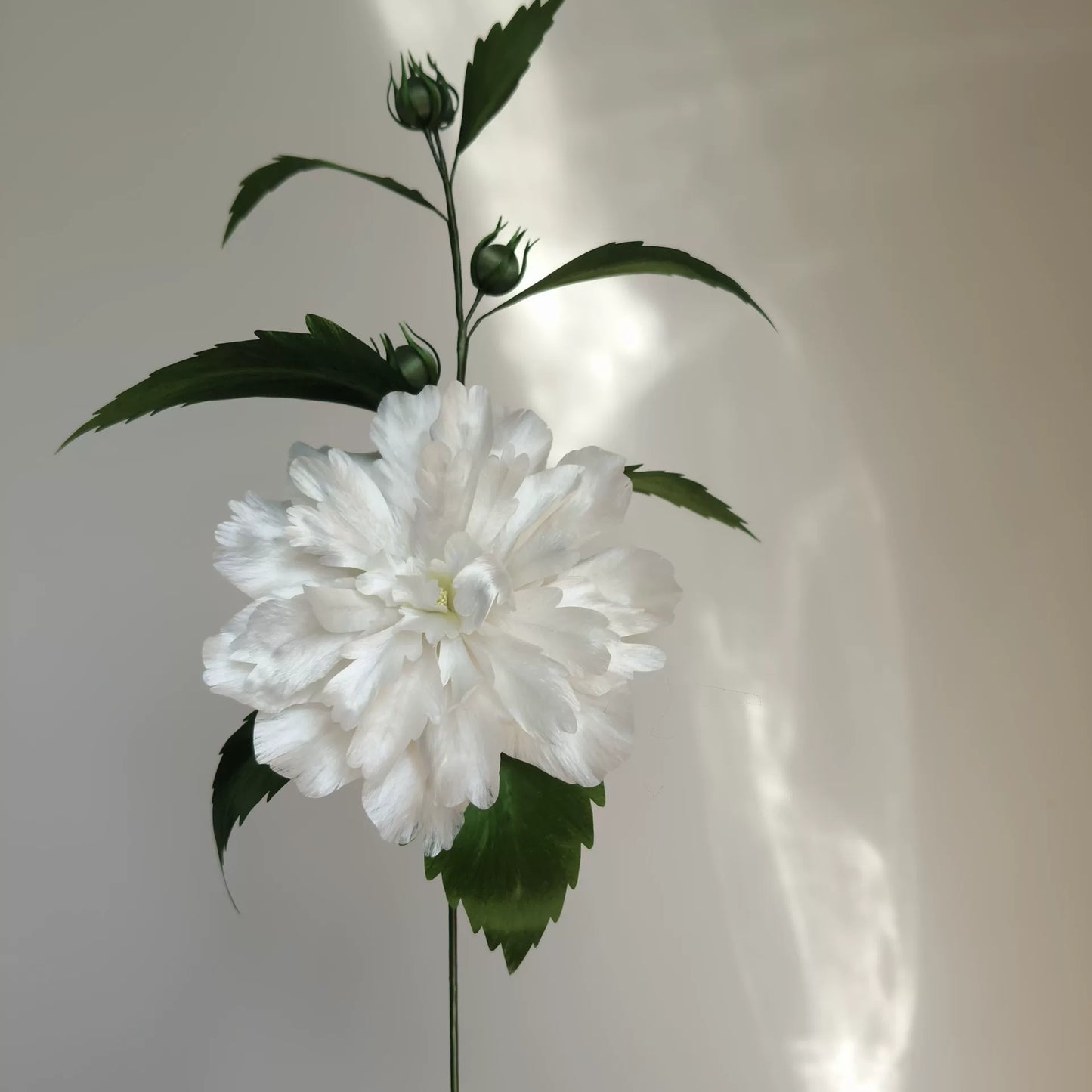 Handmade Ronghua Hibiscus Flower Display - Natural Mulberry Silk Velvet