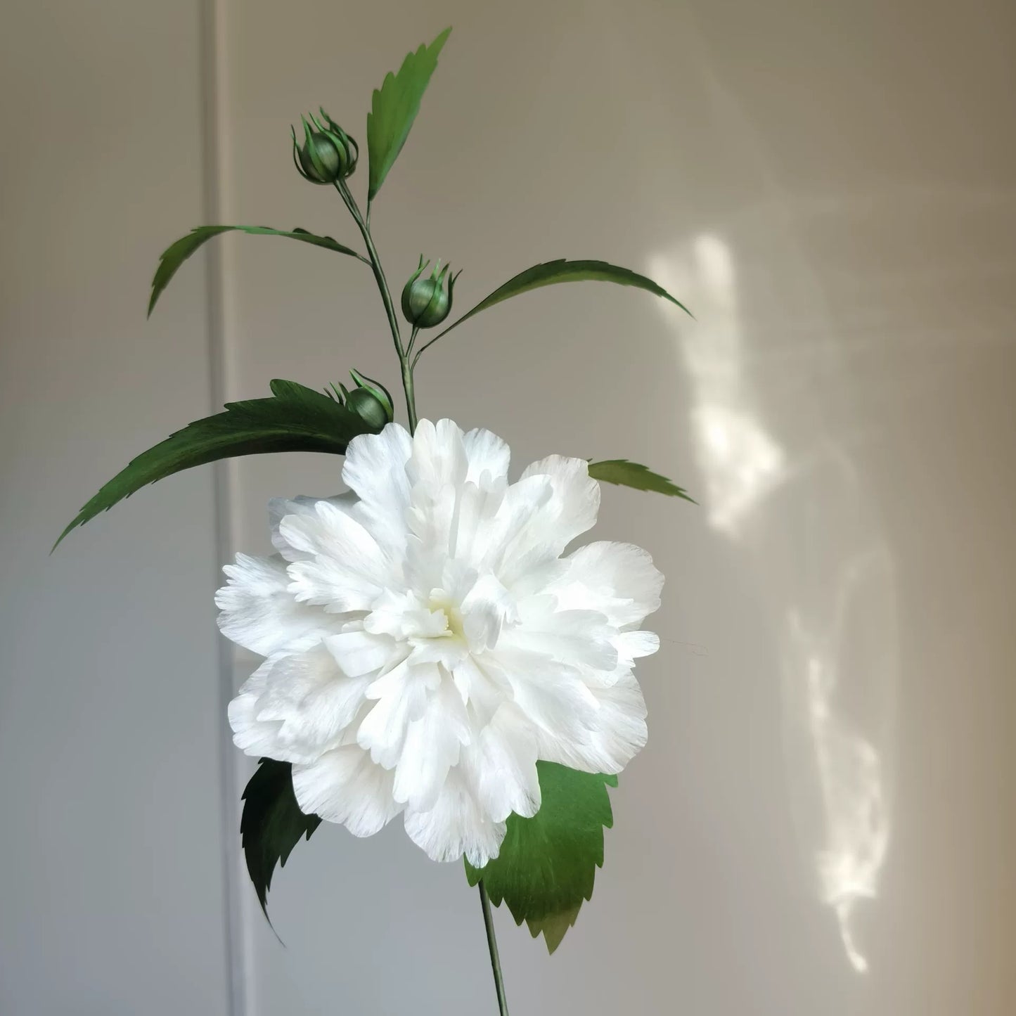 Handmade Ronghua Hibiscus Flower Display - Natural Mulberry Silk Velvet