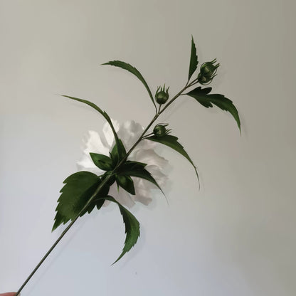 Handmade Ronghua Hibiscus Flower Display - Natural Mulberry Silk Velvet