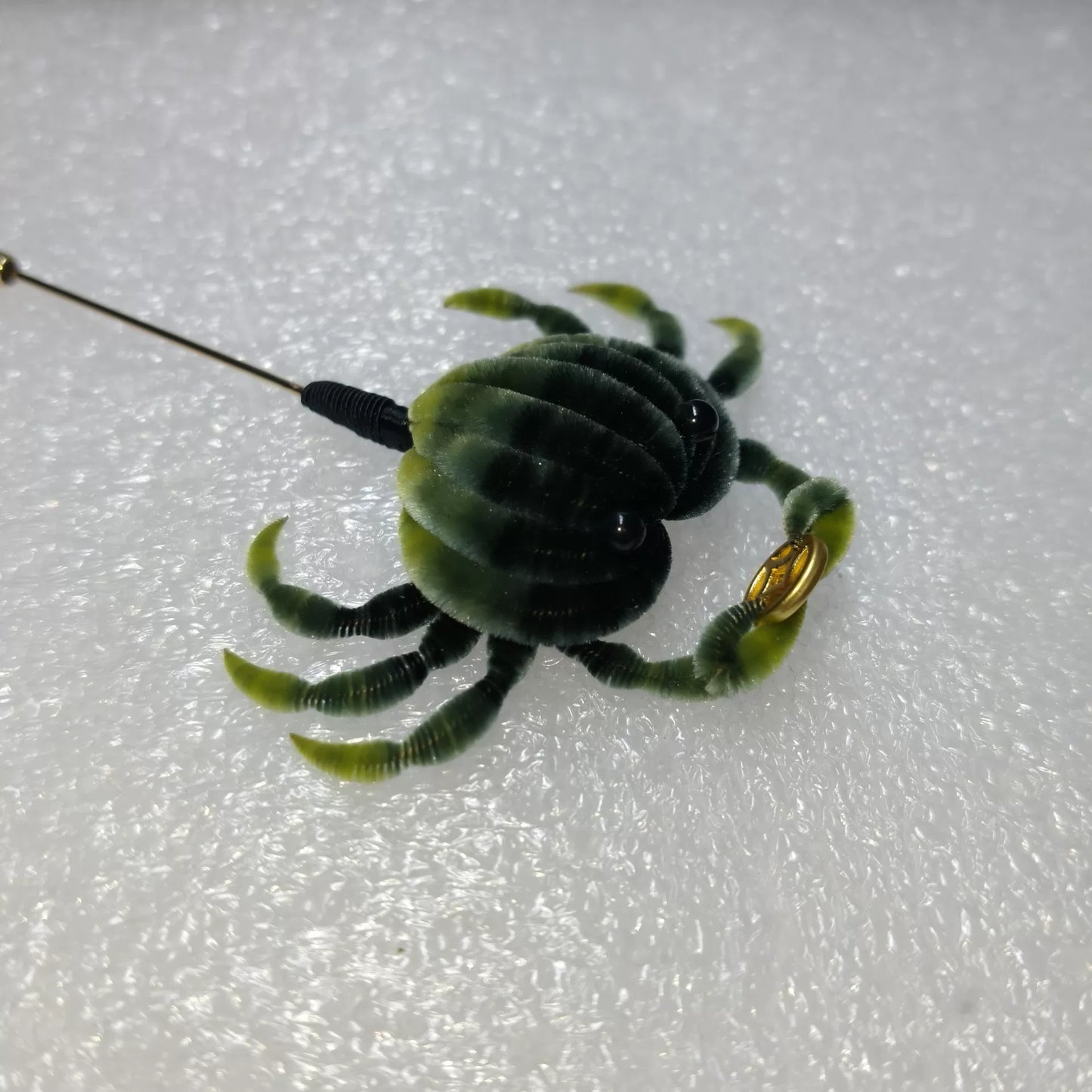 Handmade Ronghua Crab Brooch - Natural Mulberry Silk Velvet Pin