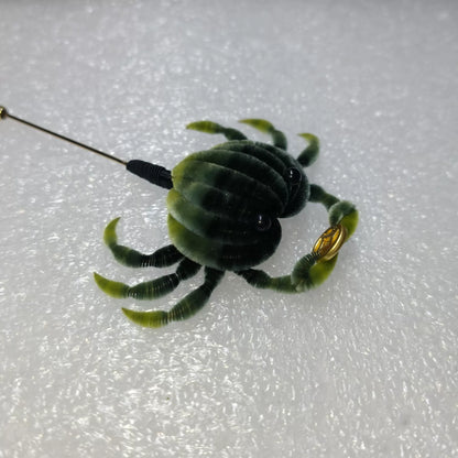Handmade Ronghua Crab Brooch - Natural Mulberry Silk Velvet Pin
