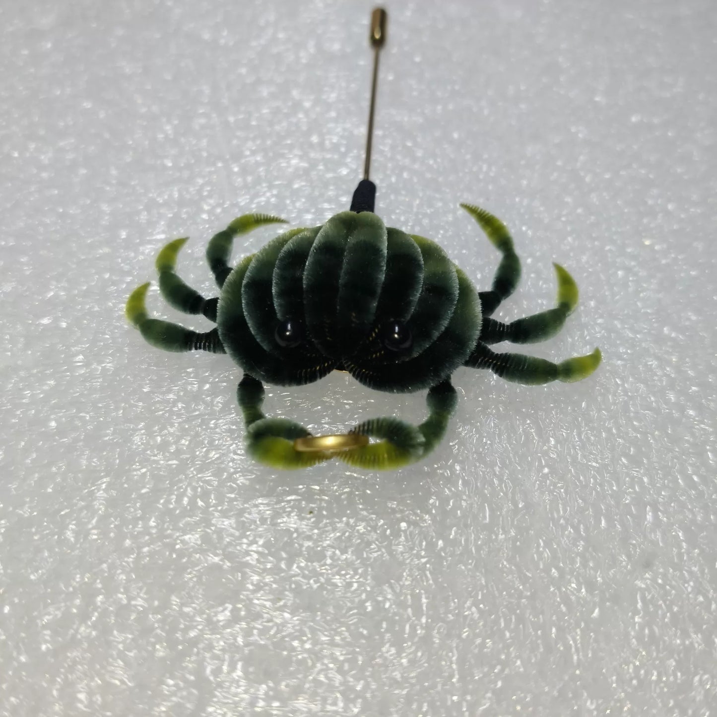 Handmade Ronghua Crab Brooch - Natural Mulberry Silk Velvet Pin